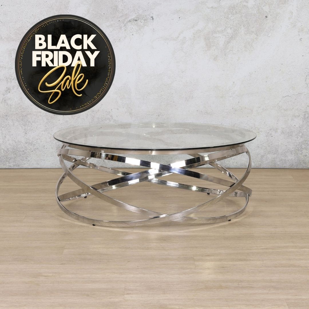 Crystal Glass Coffee Table in Silver