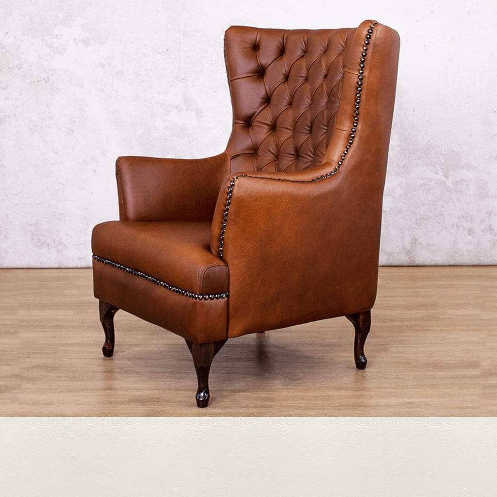  Czar White Sample of the Salina Leather Armchair with Wingback Detail | Occasional Chair Leather Gallery | Occasional Chairs For Sale