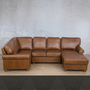 Salisbury Leather U-Sofa Chaise Sectional - RHF Leather Sectional Leather Gallery Czar Anthracite 