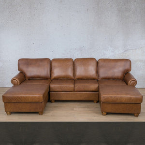 Salisbury Leather Sofa U-Chaise Sectional Leather Sectional Leather Gallery Czar Anthracite 