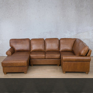 Salisbury Leather U-Sofa Chaise Sectional - LHF Leather Sectional Leather Gallery Czar Anthracite 