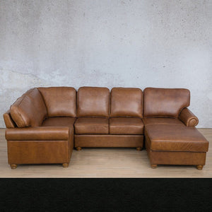 Salisbury Leather U-Sofa Chaise Sectional - RHF Leather Sectional Leather Gallery Czar Black 