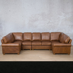 Salisbury Leather Modular U-Sofa Sectional Leather Sectional Leather Gallery Czar Black 