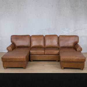 Salisbury Leather Sofa U-Chaise Sectional Leather Sectional Leather Gallery Czar Black 