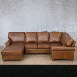 Salisbury Leather U-Sofa Chaise Sectional - LHF Leather Sectional Leather Gallery Czar Black 