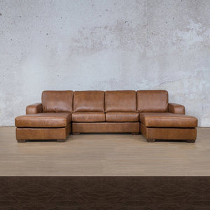 Stanford Leather U-Chaise Leather Sectional Leather Gallery Czar Chocolate 