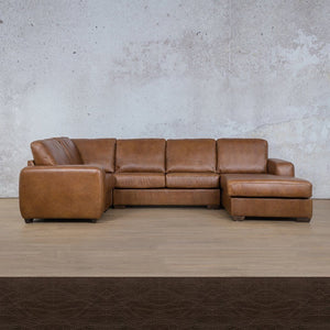 Stanford Leather U-Sofa Chaise - RHF Leather Sectional Leather Gallery Czar Chocolate 