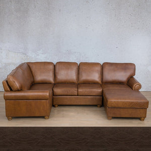 Salisbury Leather U-Sofa Chaise Sectional - RHF Leather Sectional Leather Gallery Czar Chocolate 