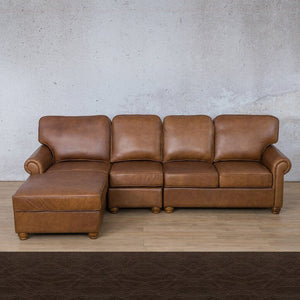 Salisbury Leather Sofa Chaise Modular Sectional - LHF Leather Sectional Leather Gallery Czar Chocolate 