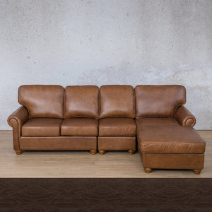 Salisbury Leather Sofa Chaise Modular Sectional - RHF Leather Sectional Leather Gallery Czar Chocolate 