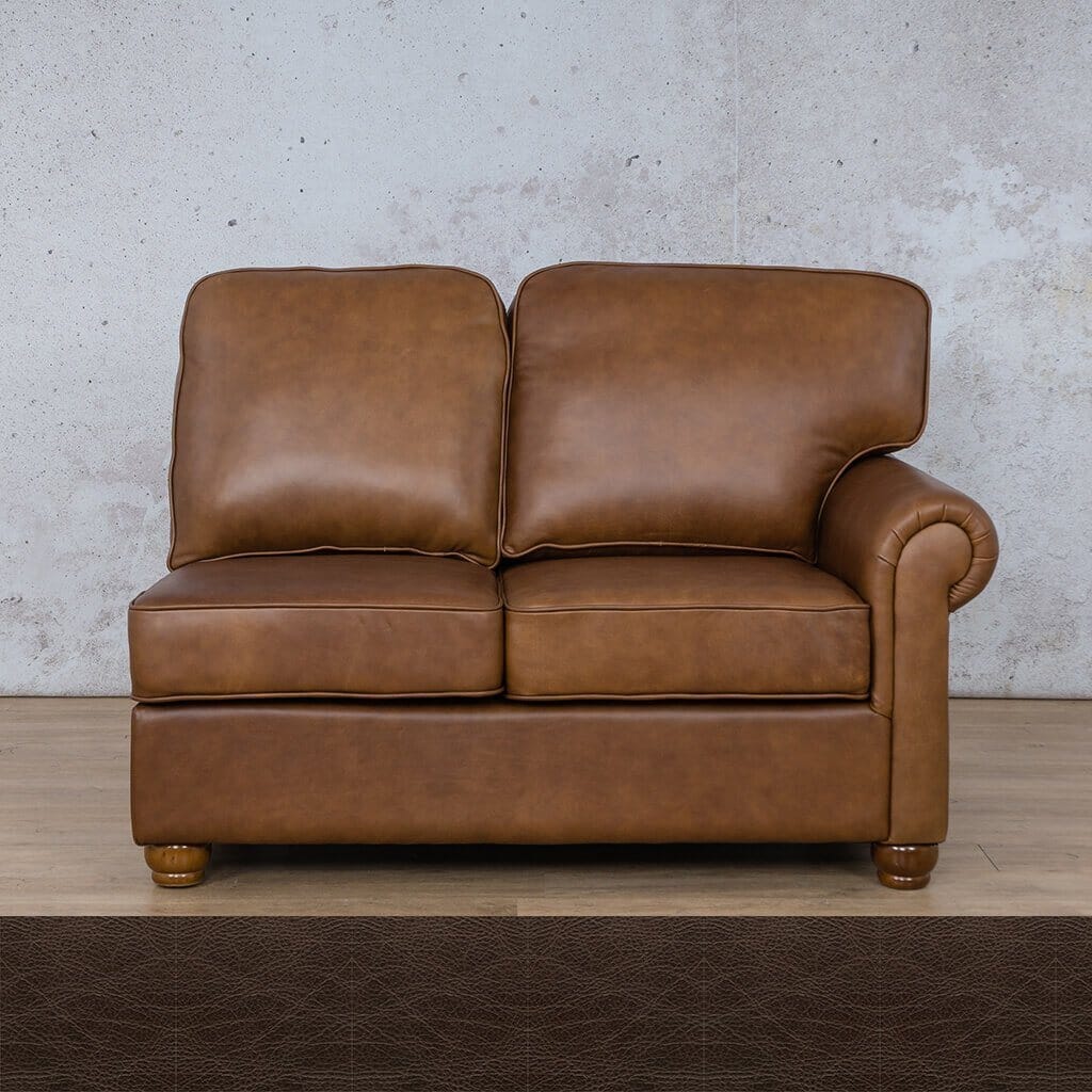 Salisbury Leather 2 Seater RHF Leather Sofa Leather Gallery Czar Chocolate Full Foam 