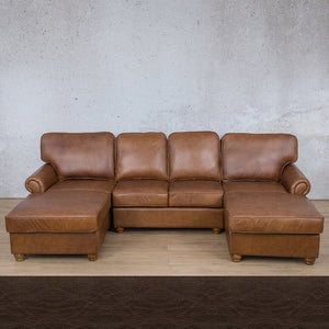 Salisbury Leather Sofa U-Chaise Sectional Leather Sectional Leather Gallery Czar Chocolate 