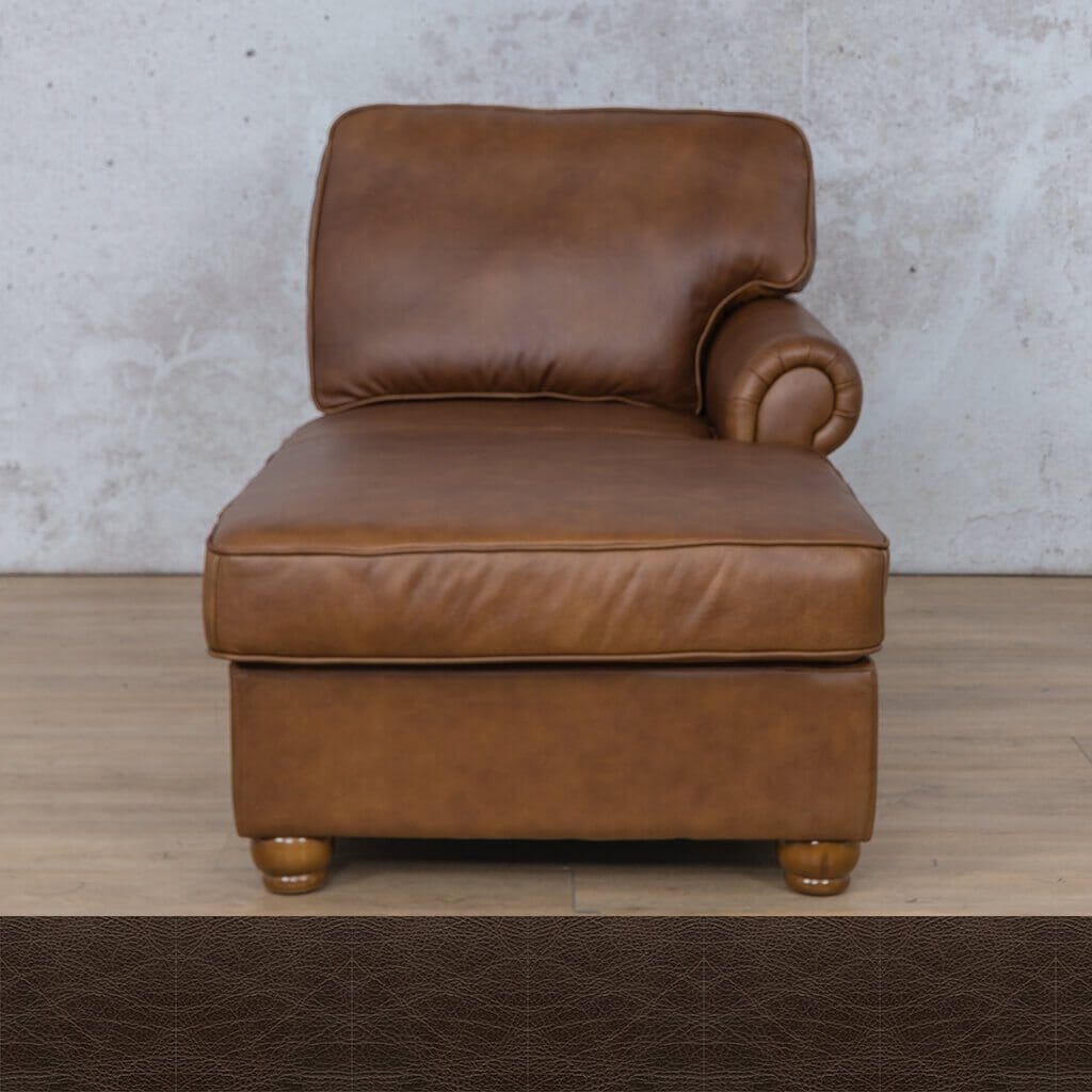 Salisbury Leather Chaise RHF Leather Armchair Leather Gallery Czar Chocolate Full Foam 