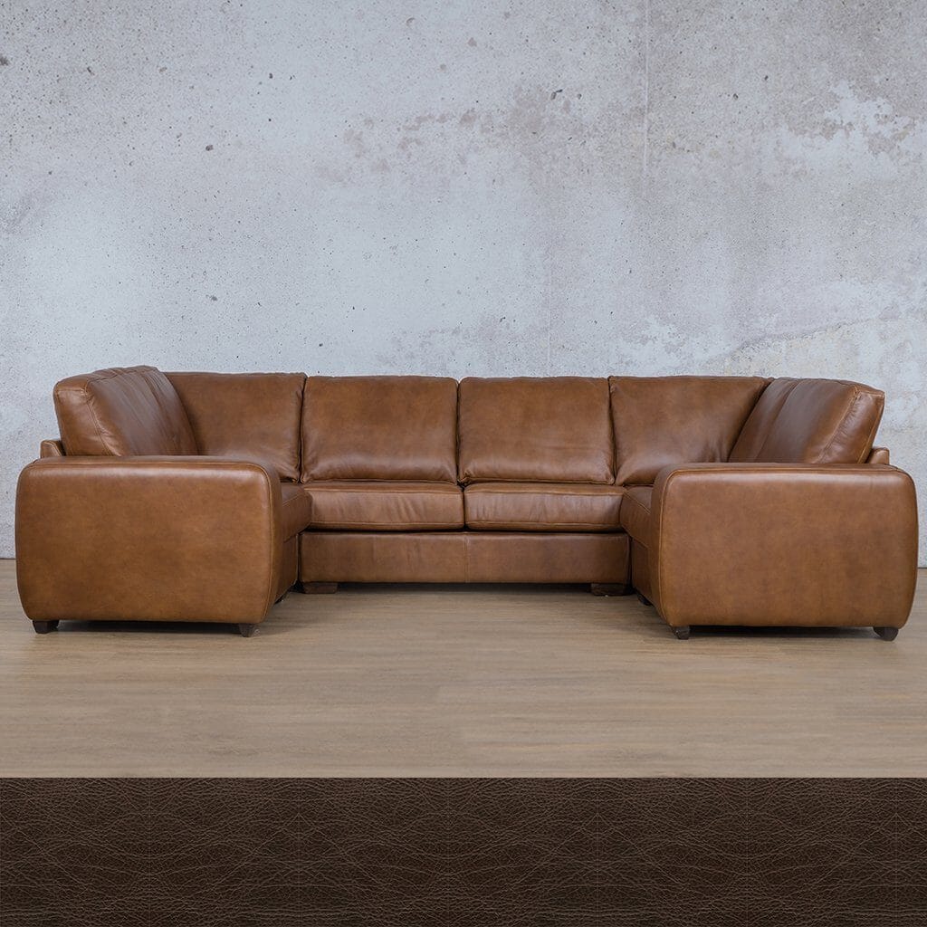 Stanford Leather U-Sofa Leather Sectional Leather Gallery Czar Chocolate 