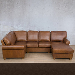 Salisbury Leather U-Sofa Chaise Sectional - RHF Leather Sectional Leather Gallery Czar Ox Blood 
