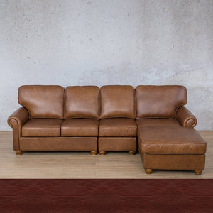 Salisbury Leather Sofa Chaise Modular Sectional - RHF Leather Sectional Leather Gallery Czar Ruby 