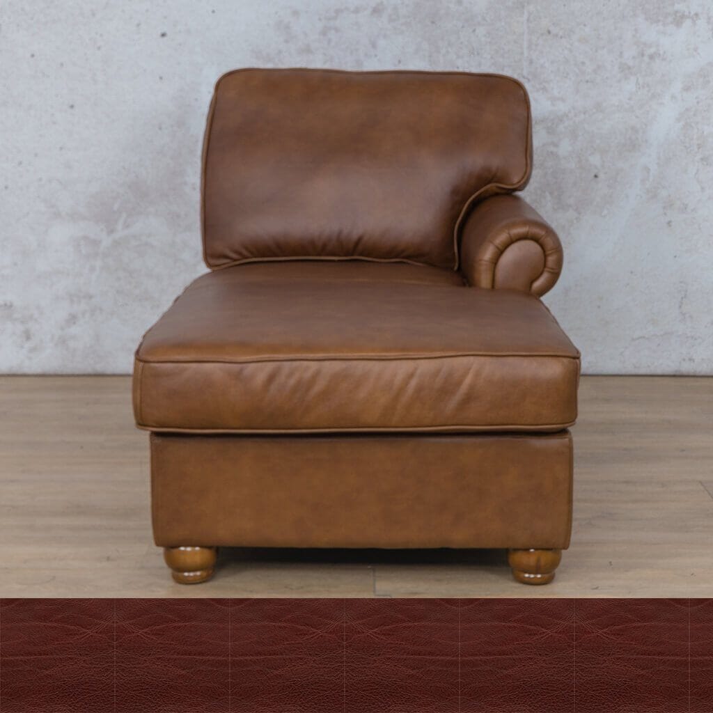 Salisbury Leather Chaise RHF Leather Armchair Leather Gallery Czar Ruby Full Foam 