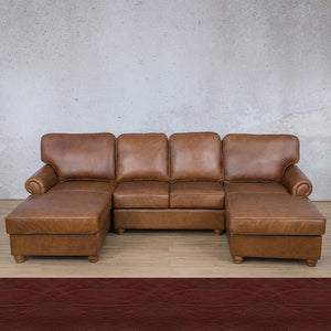 Salisbury Leather Sofa U-Chaise Sectional Leather Sectional Leather Gallery Czar Ruby 