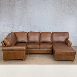 Salisbury Leather U-Sofa Chaise Sectional - RHF Leather Sectional Leather Gallery Czar White 