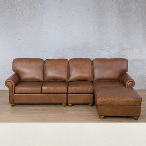 Salisbury Leather Sofa Chaise Modular Sectional - RHF Leather Sectional Leather Gallery Czar White 