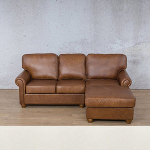 Salisbury Leather Sofa Chaise Sectional - RHF Leather Sectional Leather Gallery Czar White 