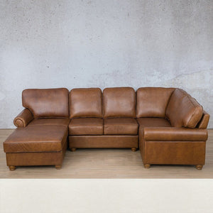 Salisbury Leather U-Sofa Chaise Sectional - LHF Leather Sectional Leather Gallery Czar White 