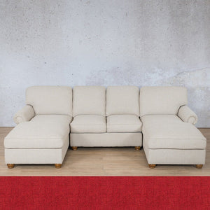 Salisbury Fabric Sofa U-Chaise Sectional Fabric Corner Suite Leather Gallery Delicious Cherry 