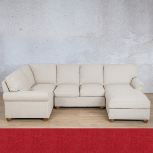Salisbury Fabric U-Sofa Chaise Sectional - RHF Fabric Corner Suite Leather Gallery Delicious Cherry 