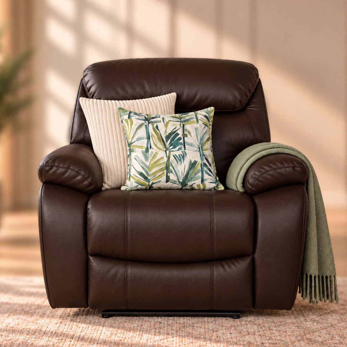 Delta 1 Seater Leather Recliner Chairs - Leather Recliner luxe walnut