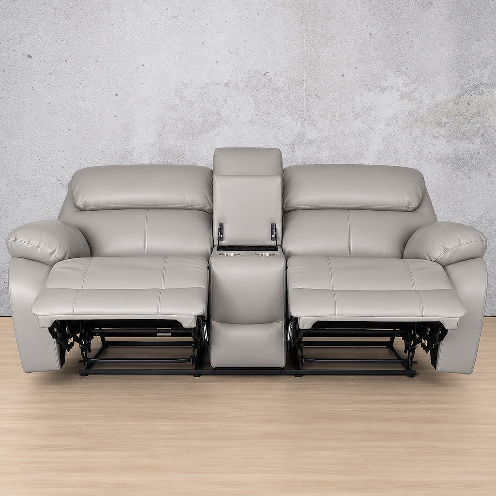 Delta 2 Seater Home Theatre Leather Recliner - Leather Recliner - Luxe Grey