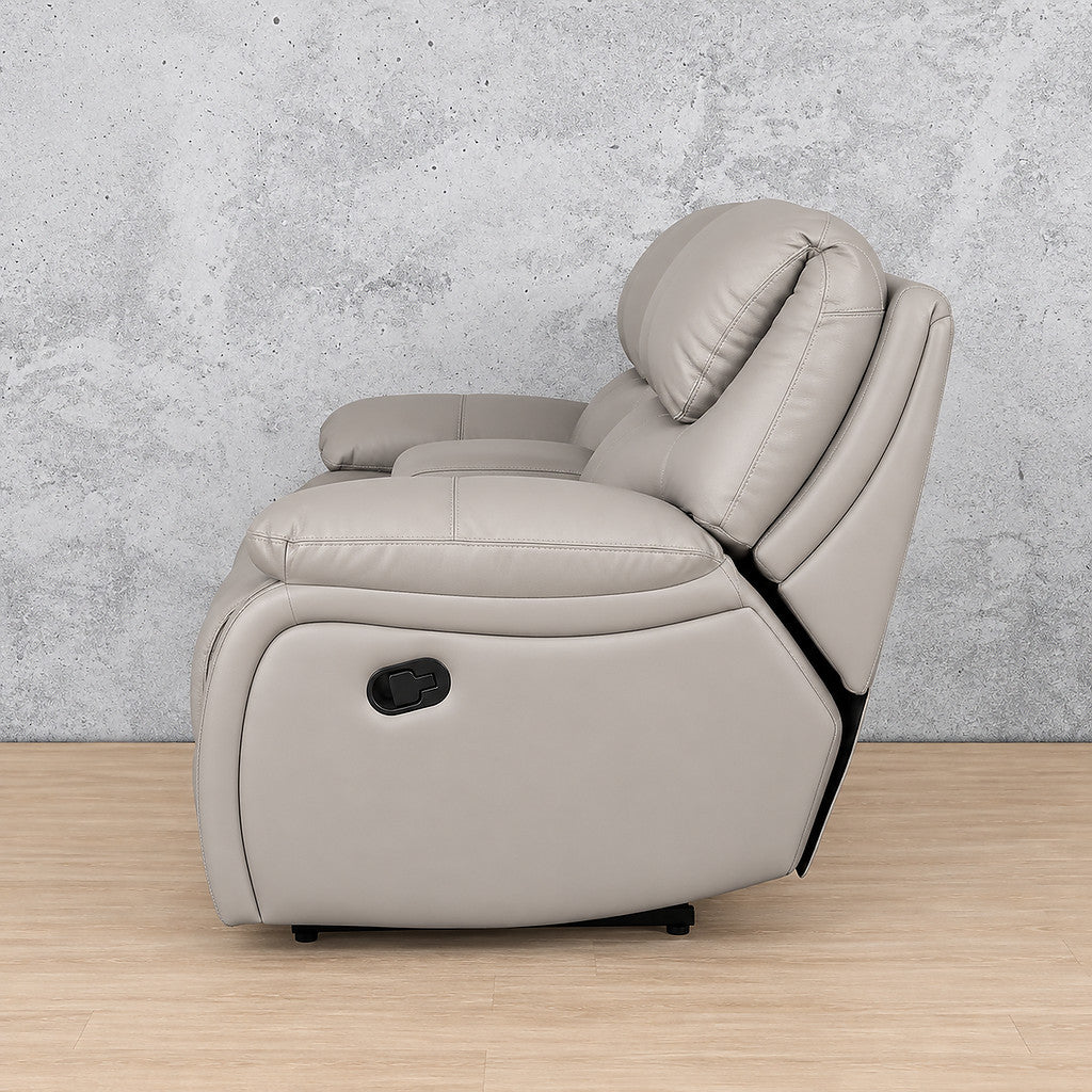 Delta 2 Seater Home Theatre Leather Recliner - Leather Recliner - Luxe Grey