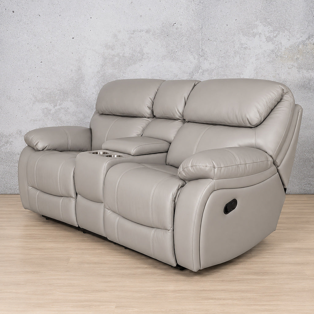 Delta 2 Seater Home Theatre Leather Recliner - Leather Recliner - Luxe Grey