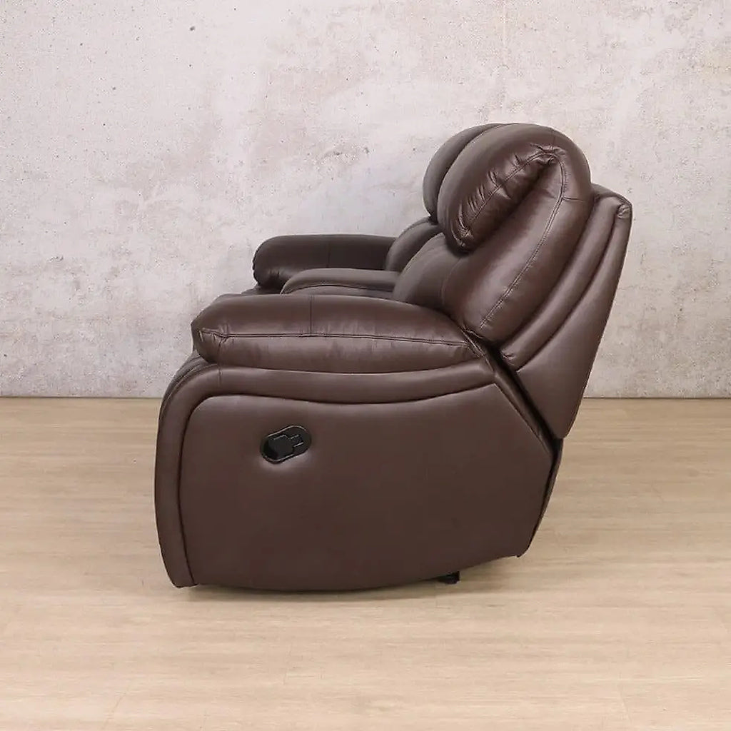 Delta 2 Seater Home Theatre Leather Recliner - Leather Recliner - Luxe Walnut
