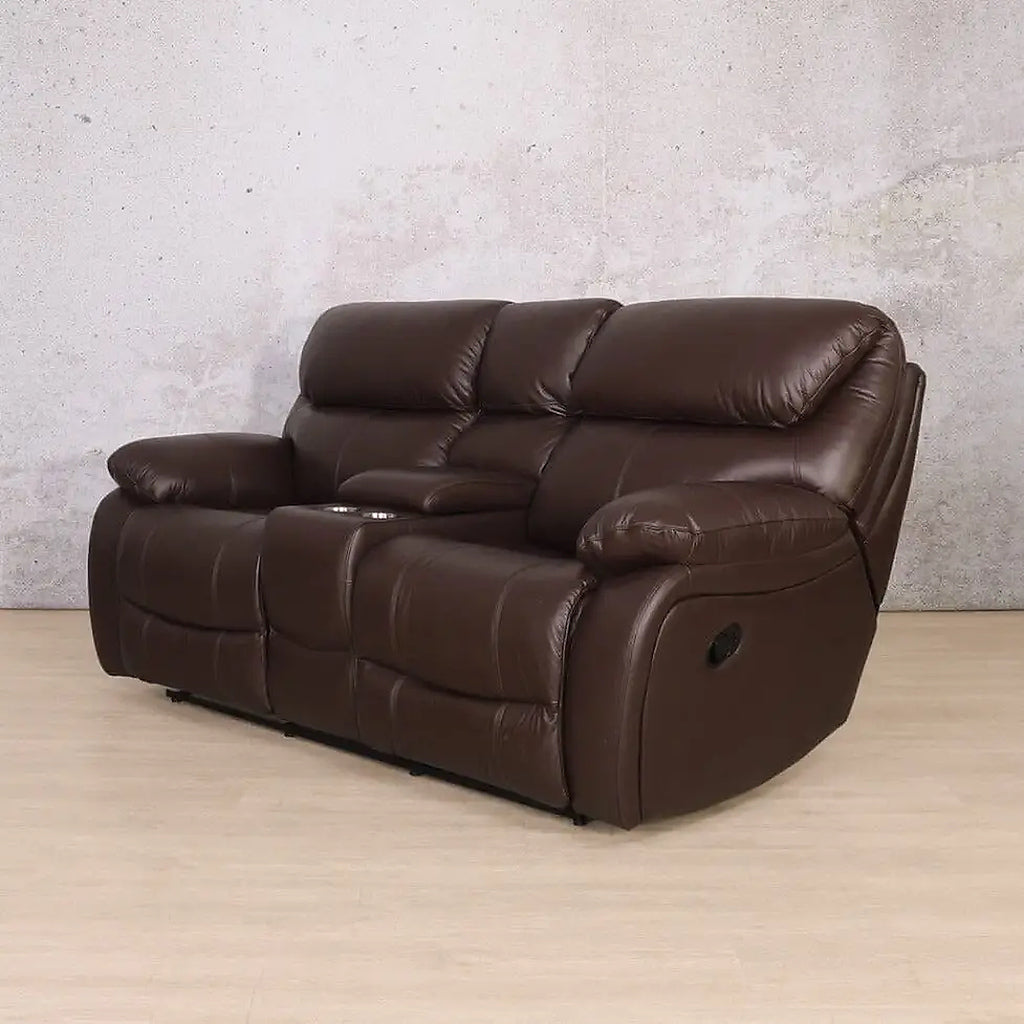 Delta 2 Seater Home Theatre Leather Recliner - Leather Recliner - Luxe Walnut