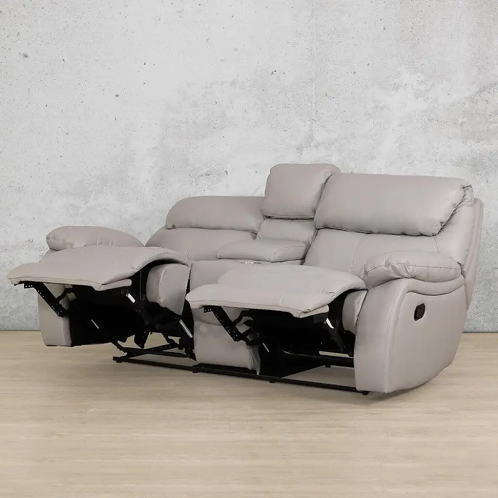 Delta 2 Seater Home Theatre Leather Recliner - Leather Recliner - Manatee Grey