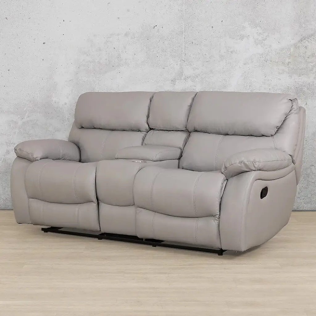 Delta 2 Seater Home Theatre Leather Recliner - Leather Recliner - Manatee Grey