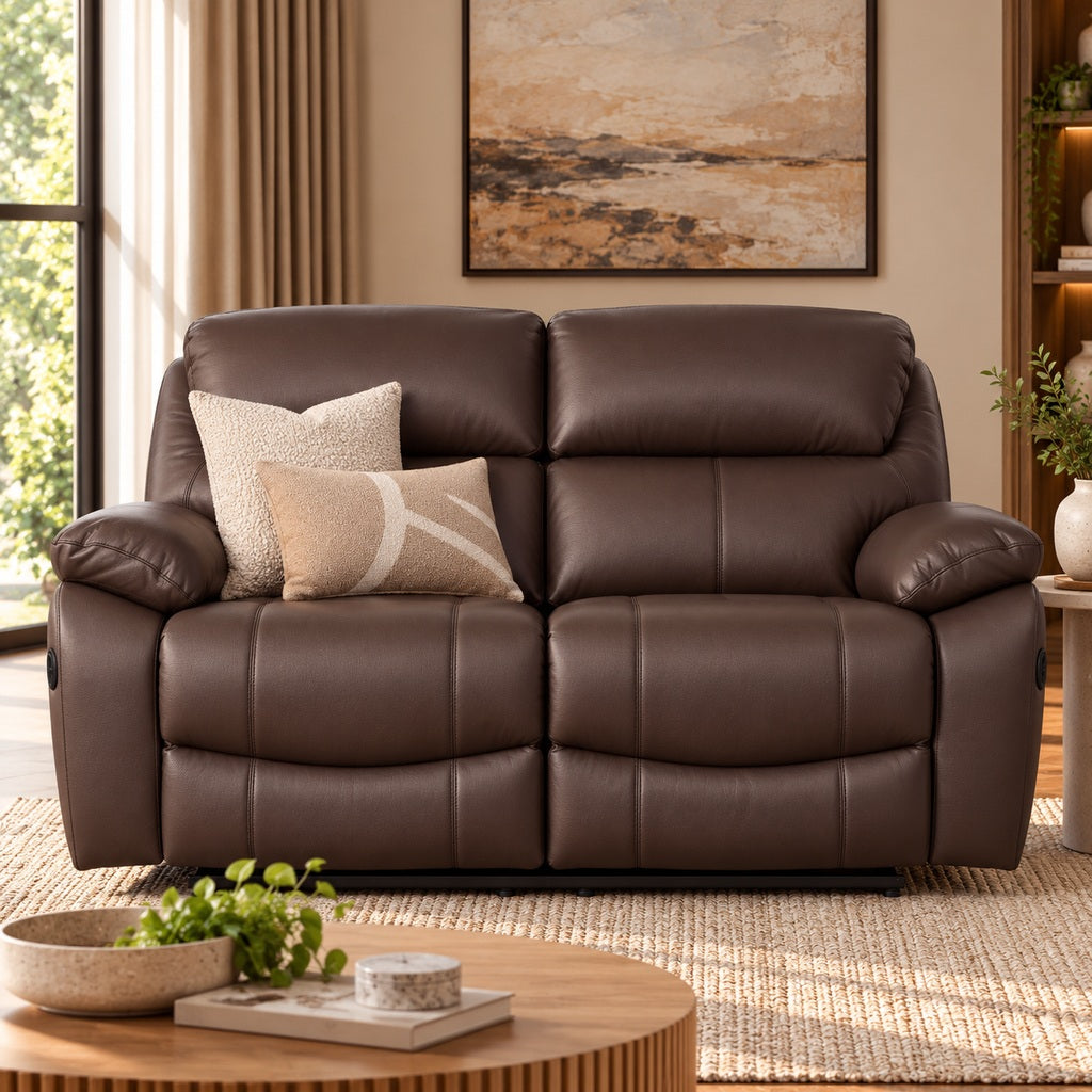 Delta 2 Seater Leather Recliner
