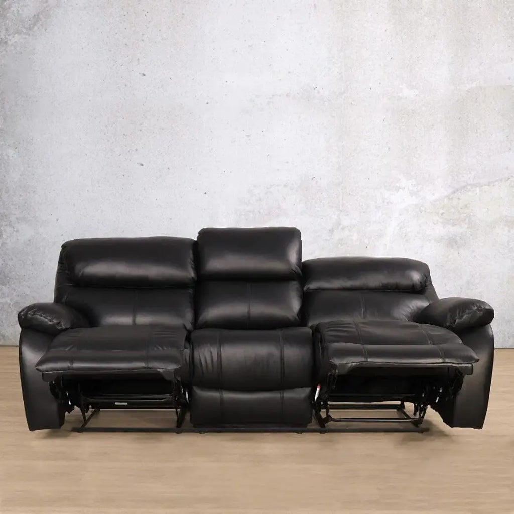 Delta 3 Seater Leather Recliner - Leather Recliner luxe black