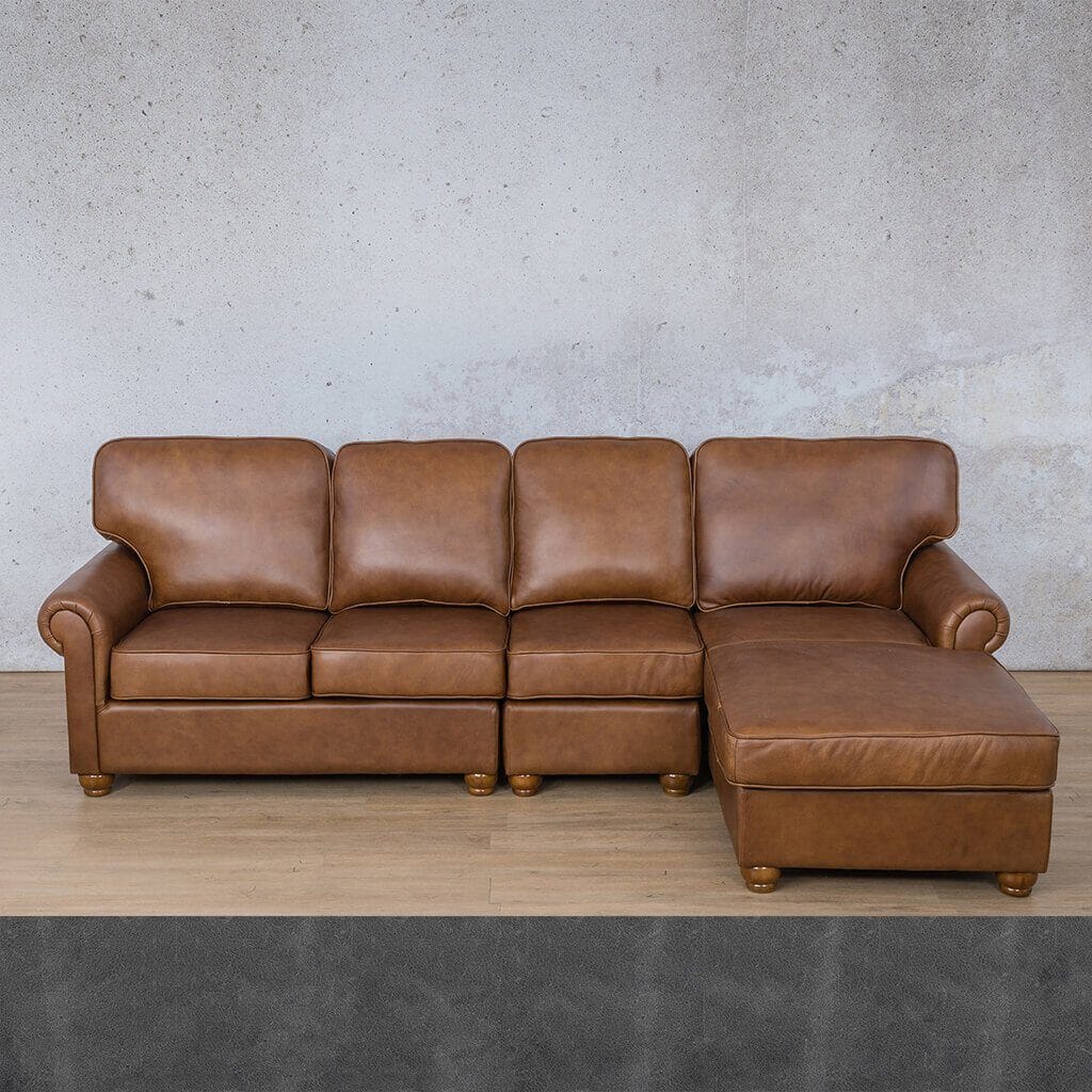 Salisbury Leather Sofa Chaise Modular Sectional - RHF Leather Sectional Leather Gallery 