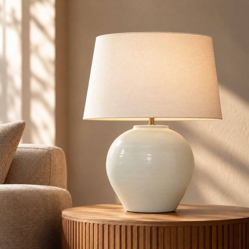 Dione Side Lamp - Off-White Glossy