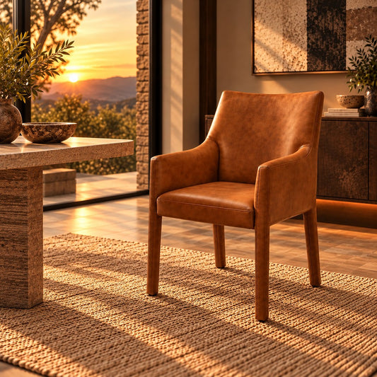 Stattera | Elio Leather Dining Chair - Vintage Cognac
