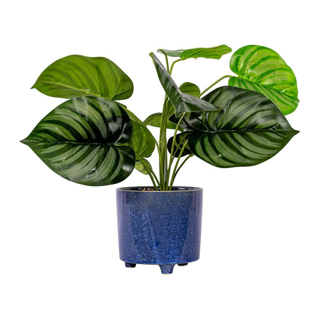 Faux Camo Leaf Plant &amp; Cannes Ceramic Planter Decor Leather Gallery 