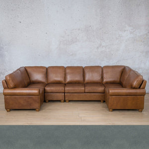 Salisbury Leather Modular U-Sofa Sectional Leather Sectional Leather Gallery Flux Blue 