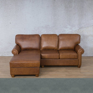 Salisbury Leather Sofa Chaise Sectional - LHF Leather Sectional Leather Gallery Flux Blue 