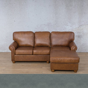 Salisbury Leather Sofa Chaise Sectional - RHF Leather Sectional Leather Gallery Flux Blue 