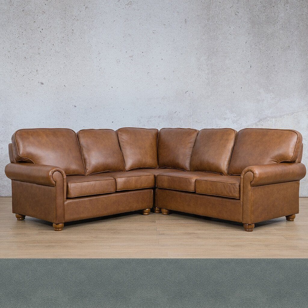 Salisbury Leather L-Sectional - 5 Seater Leather Sectional Leather Gallery Flux Blue 