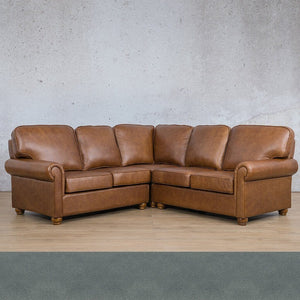 Salisbury Leather L-Sectional - 5 Seater Leather Sectional Leather Gallery Flux Blue 
