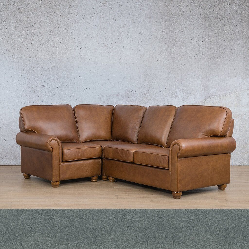 Salisbury Leather L-Sectional 4 Seater - LHF Leather Sectional Leather Gallery Flux Blue 