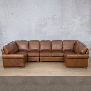 Salisbury Leather Modular U-Sofa Sectional Leather Sectional Leather Gallery Flux Grey 