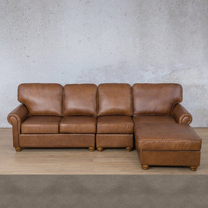 Salisbury Leather Sofa Chaise Modular Sectional - RHF Leather Sectional Leather Gallery Flux Grey 
